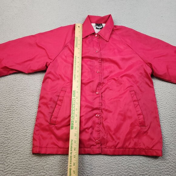 Vintage Weather Breaker Jacket Womens Small Pink Lined Coach Snap Front Packable - Picture 3 of 11